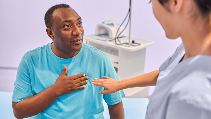 Patient pointing at his heart