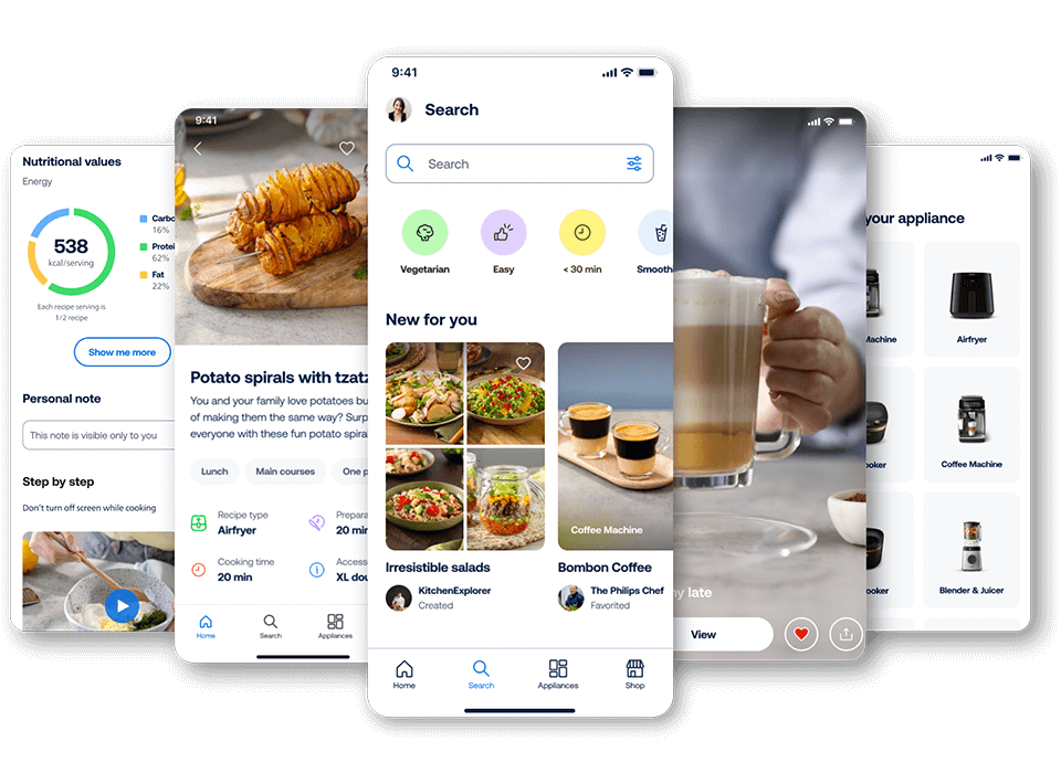 Flere HomeID-sk&aelig;rme, der viser forskellige programfunktioner